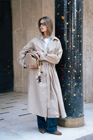 Oversized Light Trench in Beige