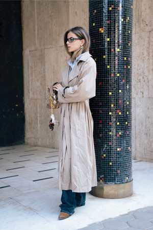 Oversized Light Trench in Beige