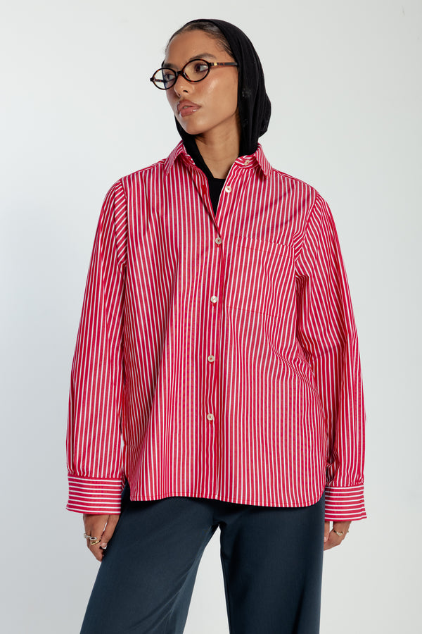 Candy Stripe Shirt in Red