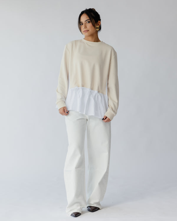 Back To Basic Top in Beige X White