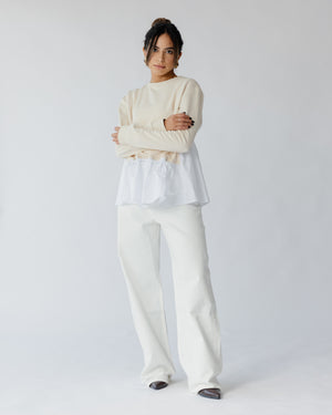 Back To Basic Top in Beige X White