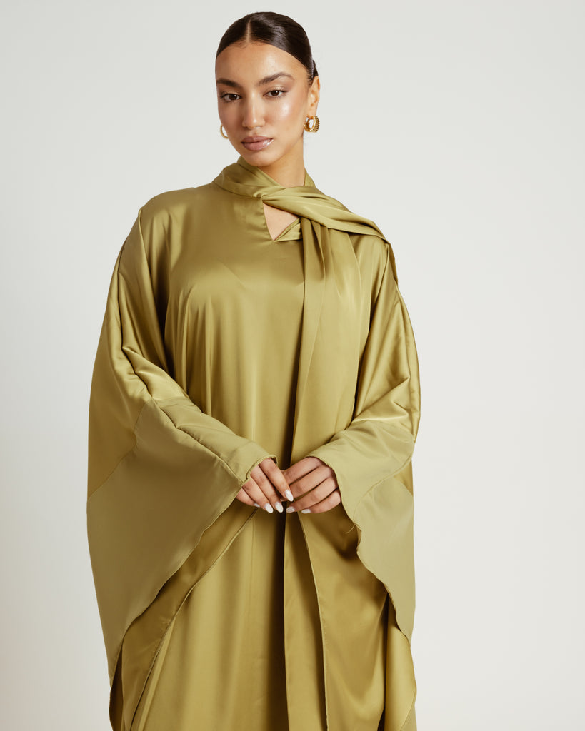 Scarfed Kaftan Dress in Lime
