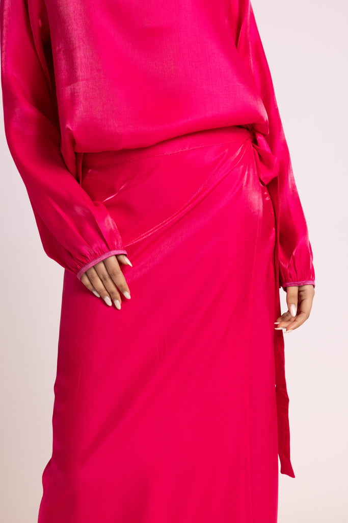 Shimmer Skirt Set in Fuchsia