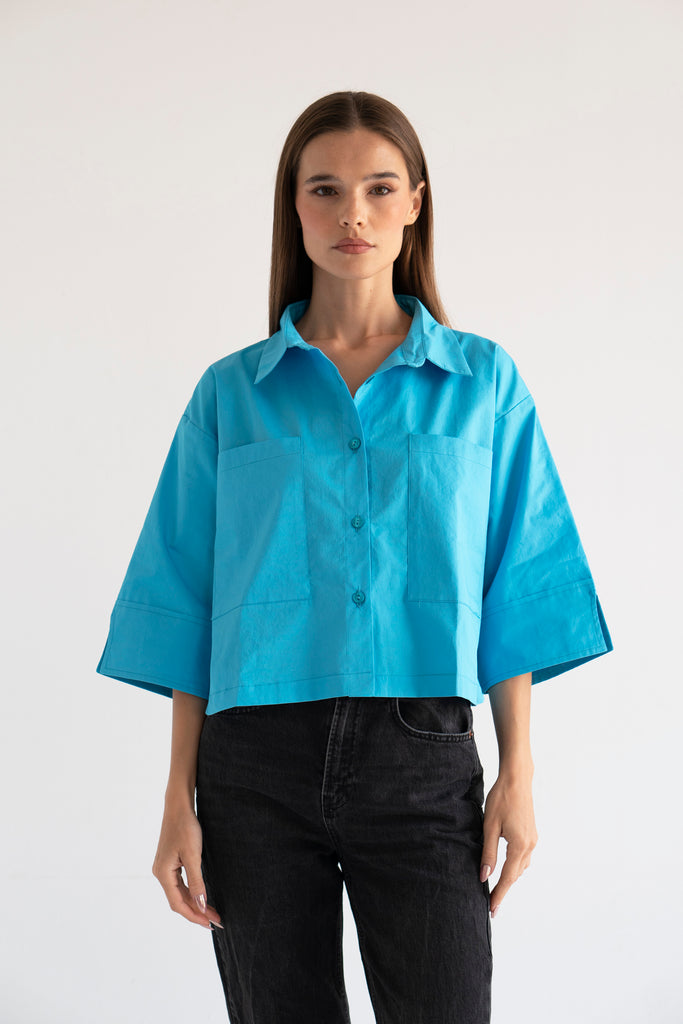 Blossom Button-Up Shirt in Blue