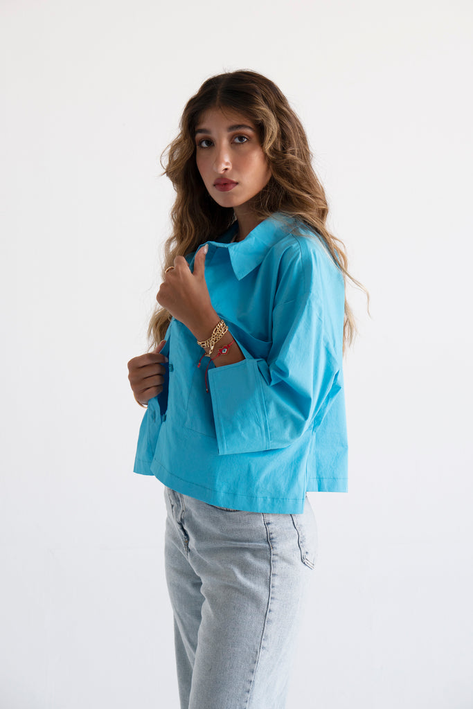 Blossom Button-Up Shirt in Blue