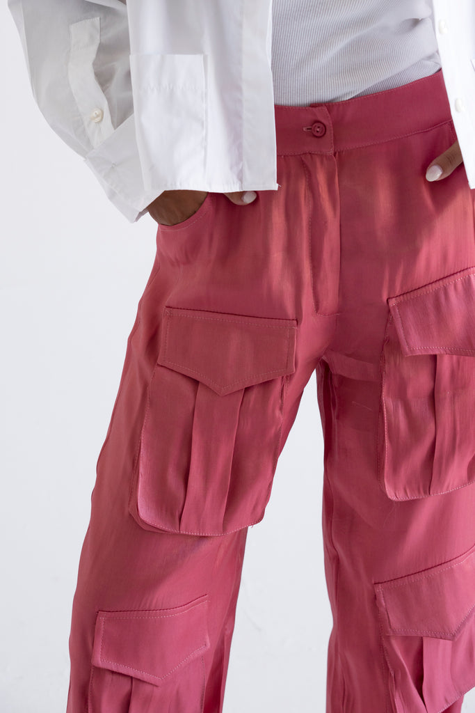 Glimmer Cargo Pants in Blush