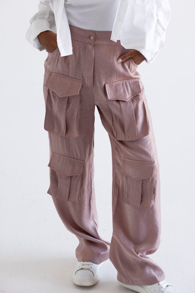 Glimmer Cargo Pants in Nude