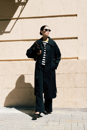 Long Oversized Trench in Black