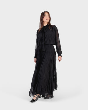 Crinkled Chiffon Top in Black