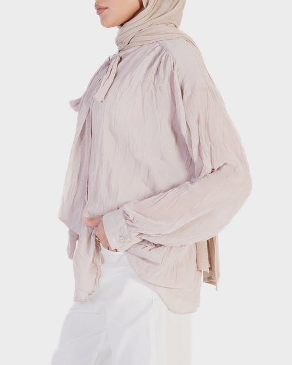 Crinkled Chiffon Top in Cream