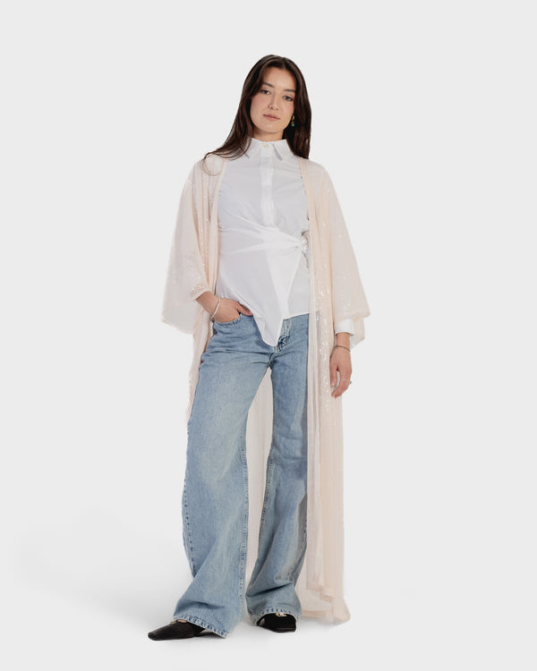 Sequin Kaftan in Nude