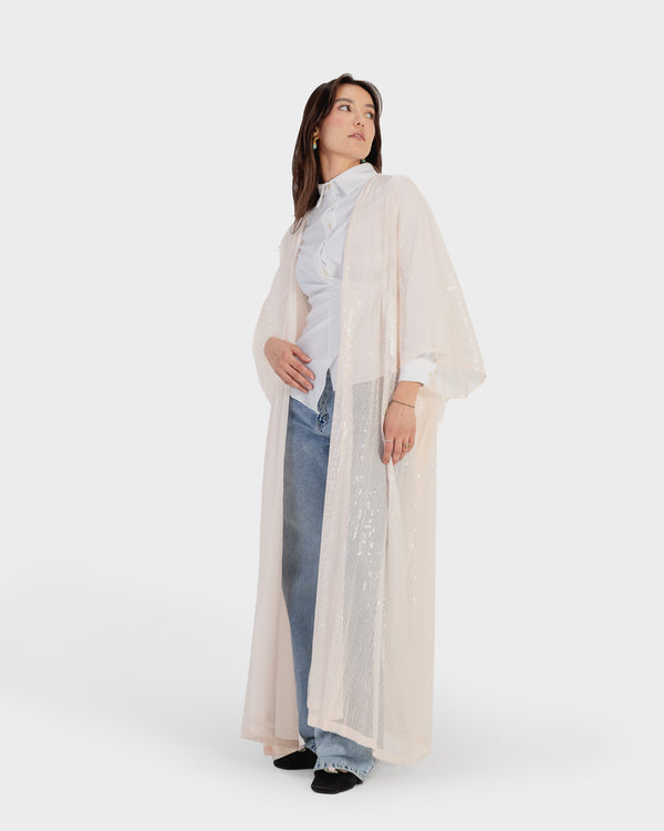 Sequin Kaftan in Nude