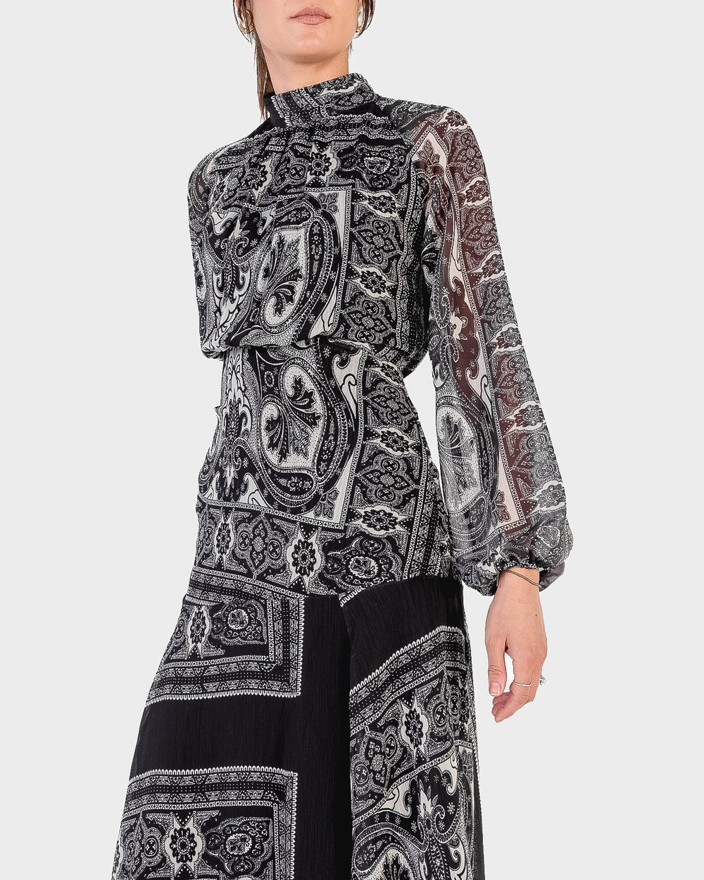 Printed Black Chiffon Dress