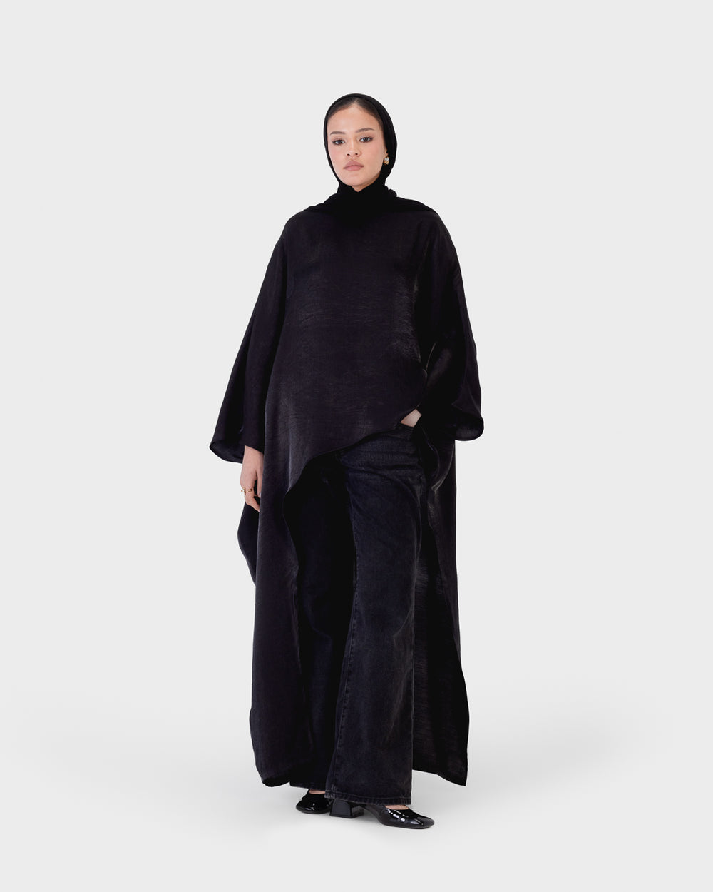 Shimmer Asymmetric Top in Black