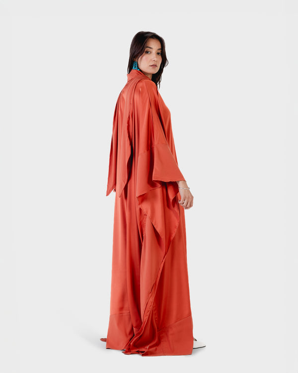 Scarfed Kaftan Dress in Brick