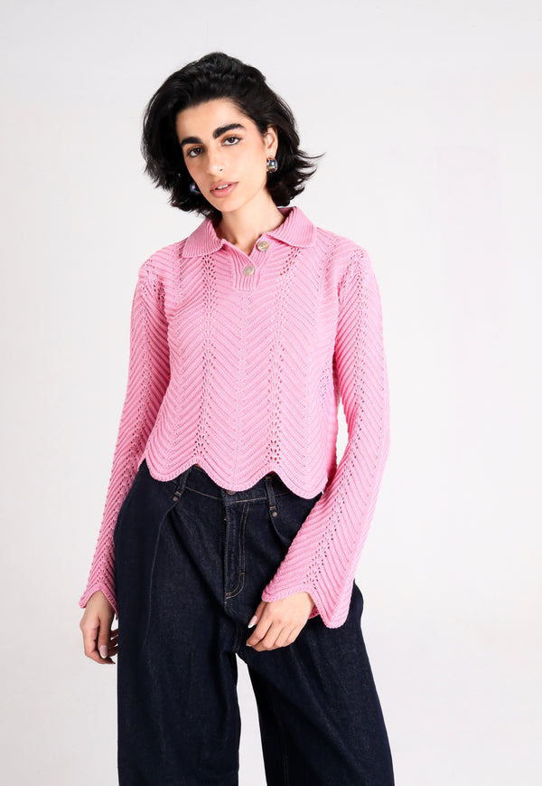 Pointelle Shirt in Pink
