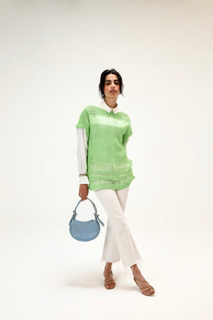 Beach Vibes Top in Leafy Green