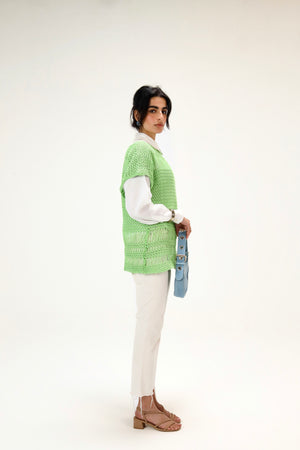 Beach Vibes Top in Leafy Green