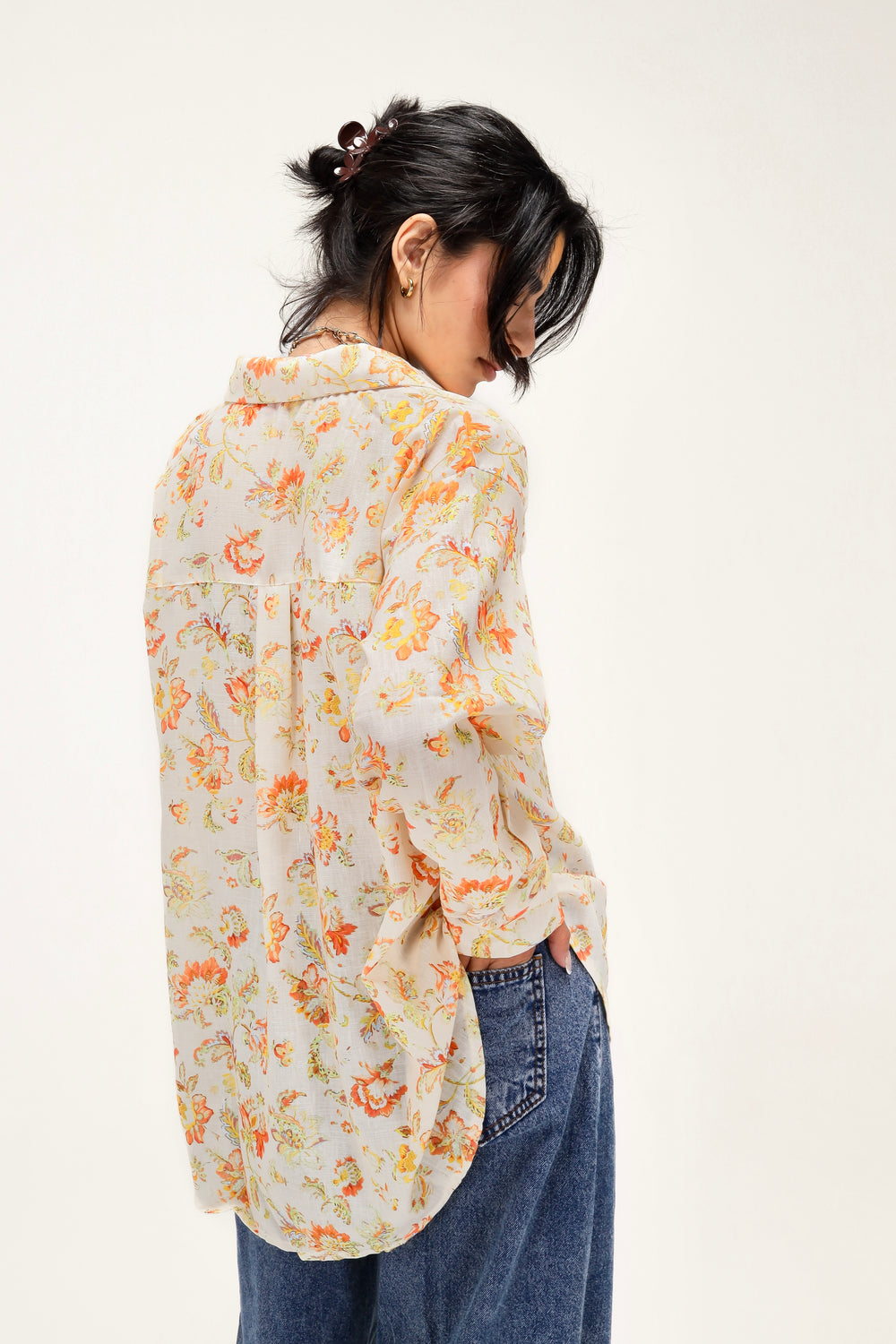 Floral Shirt in Mesh Linen