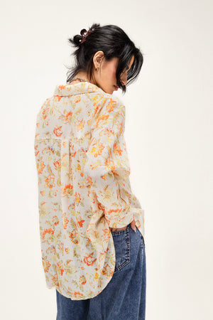 Floral Shirt in Mesh Linen