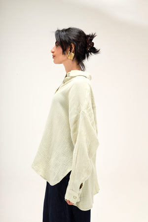 Cotton Muslin Shirt in Sage Green