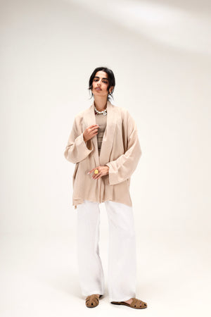 Tapered Linen Pants in White