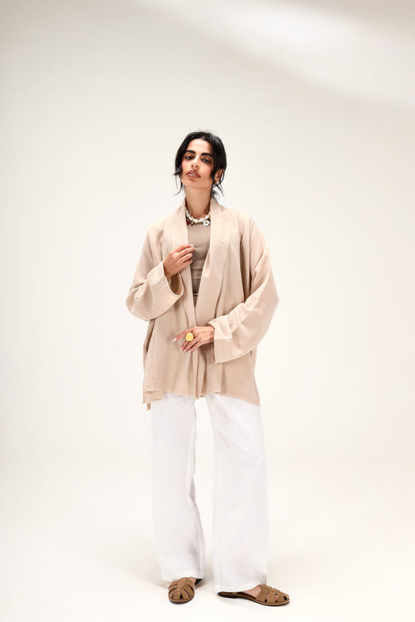 Tapered Linen Pants in White