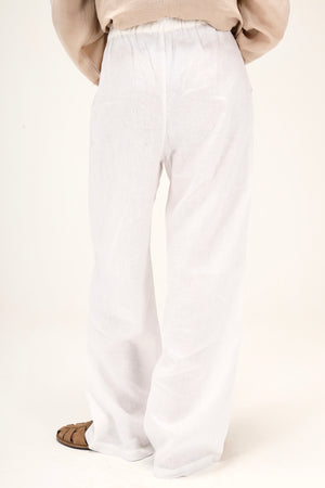 Tapered Linen Pants in White