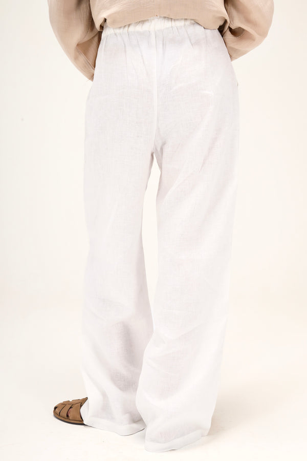 Tapered Linen Pants in White