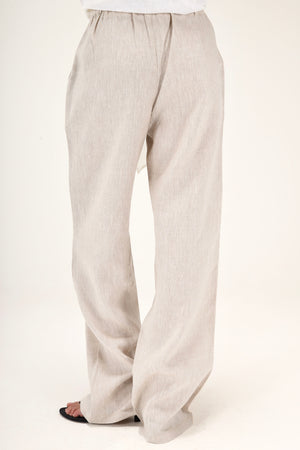 Tapered Linen Pants in Beige