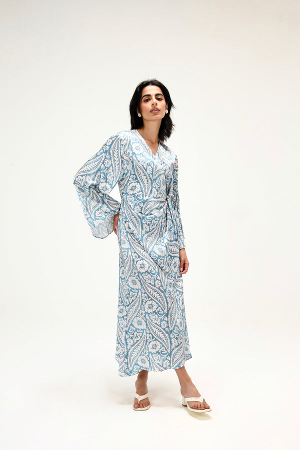 Easy To Love Dress in Printed Steel Blue