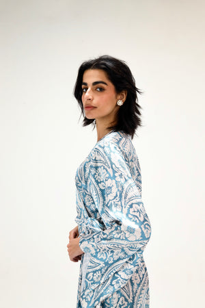 Easy To Love Dress in Printed Steel Blue