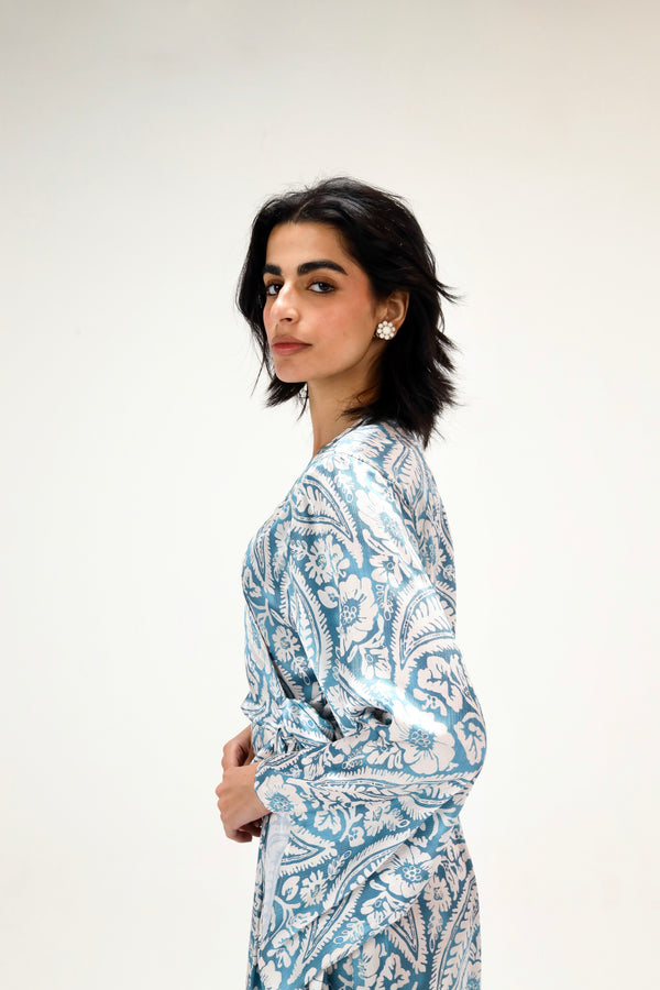 Easy To Love Dress in Printed Steel Blue