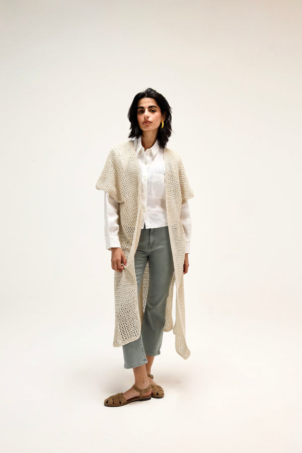 Dream Weaver Crochet Kimono in Off-White