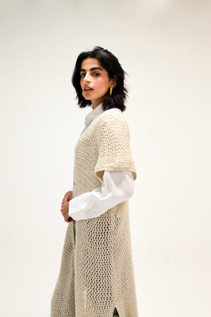 Dream Weaver Crochet Kimono in Off-White