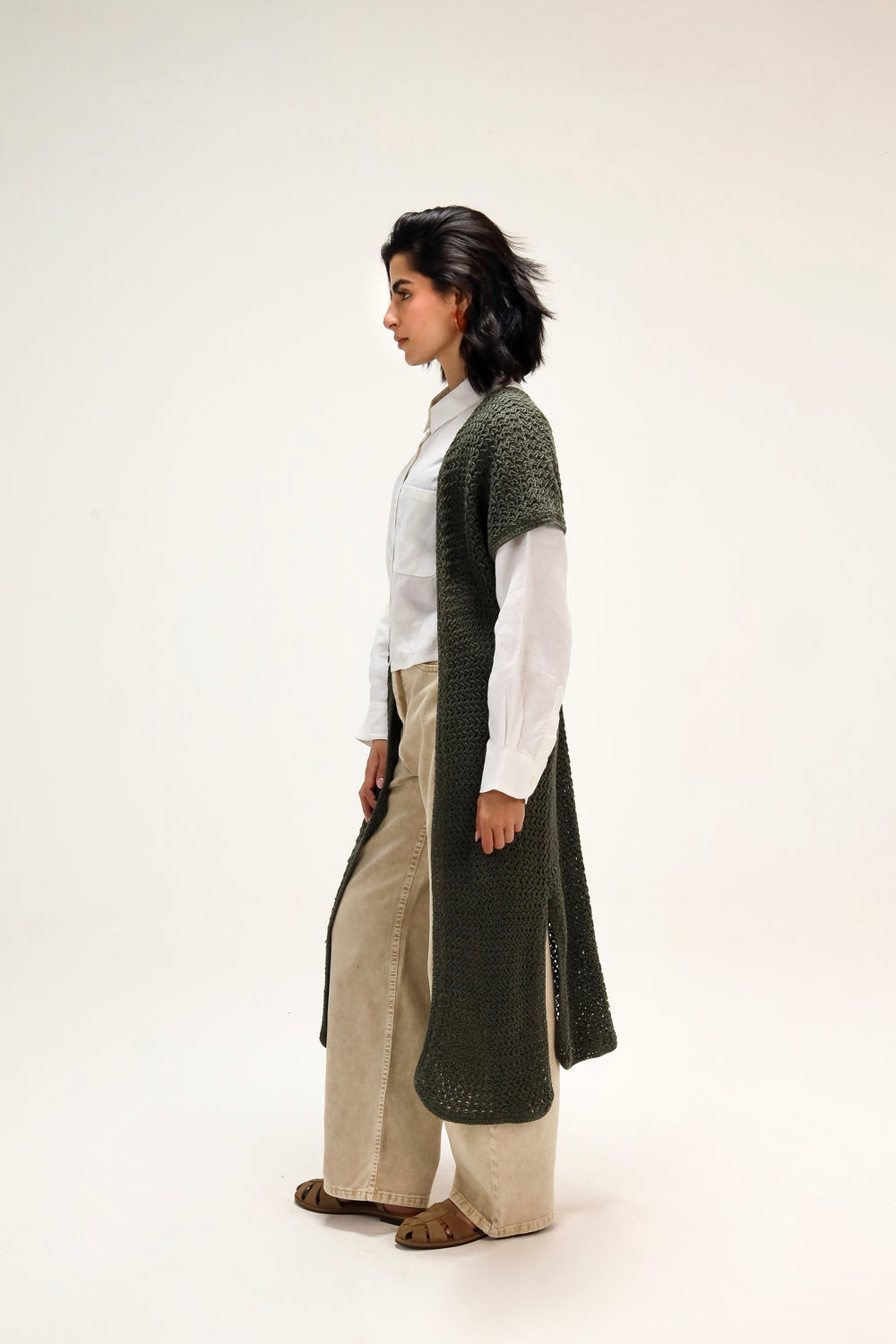 Dream Weaver Crochet Kimono in Olive