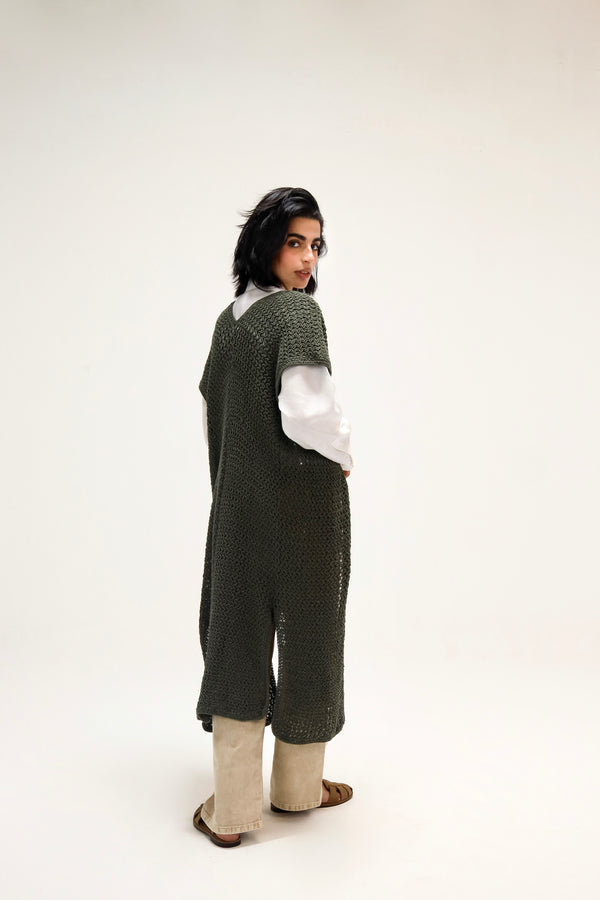 Dream Weaver Crochet Kimono in Olive