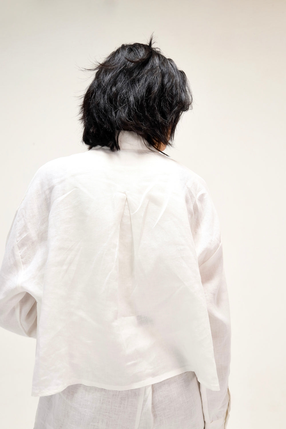 Cropped Linen Shirt in White