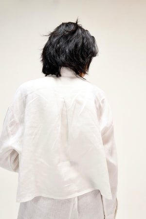 Cropped Linen Shirt in White