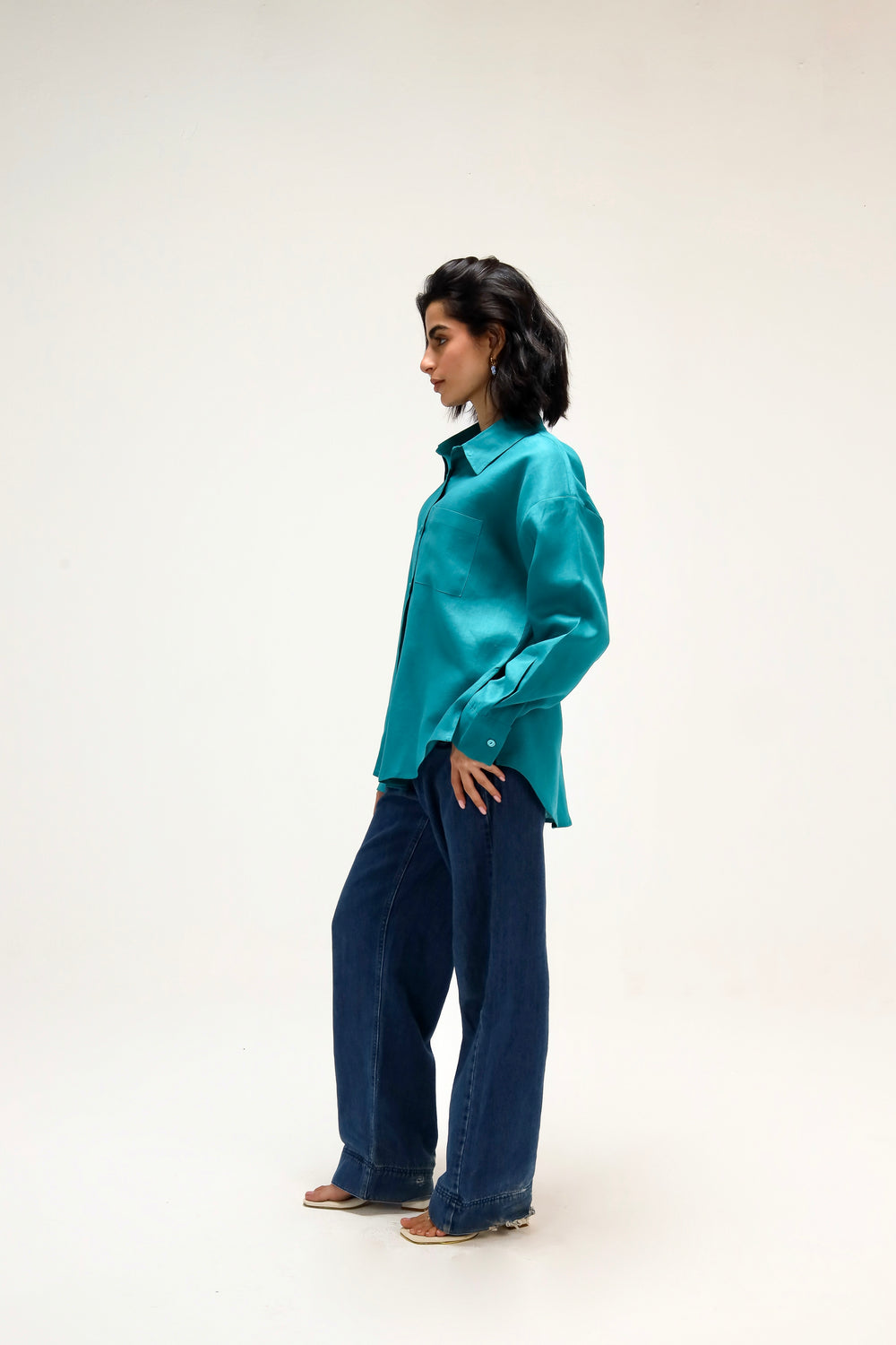 Livin’ In Linen Shirt in Teal