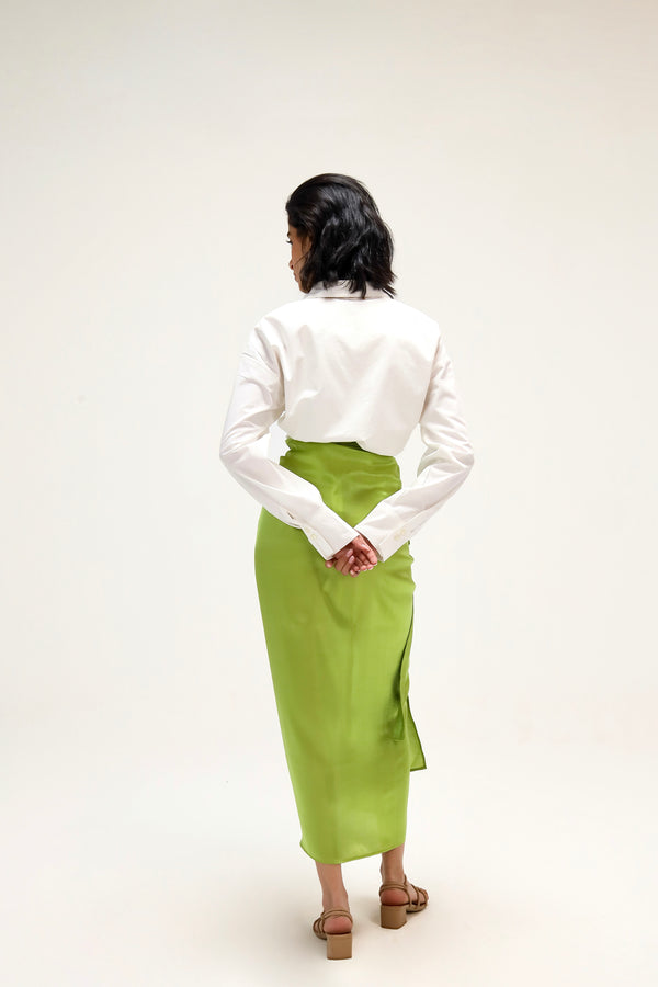 Shimmery Wrap Skirt in Lime