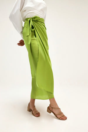 Shimmery Wrap Skirt in Lime