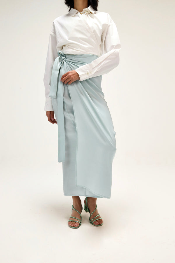 Shimmery Wrap Skirt in Mint