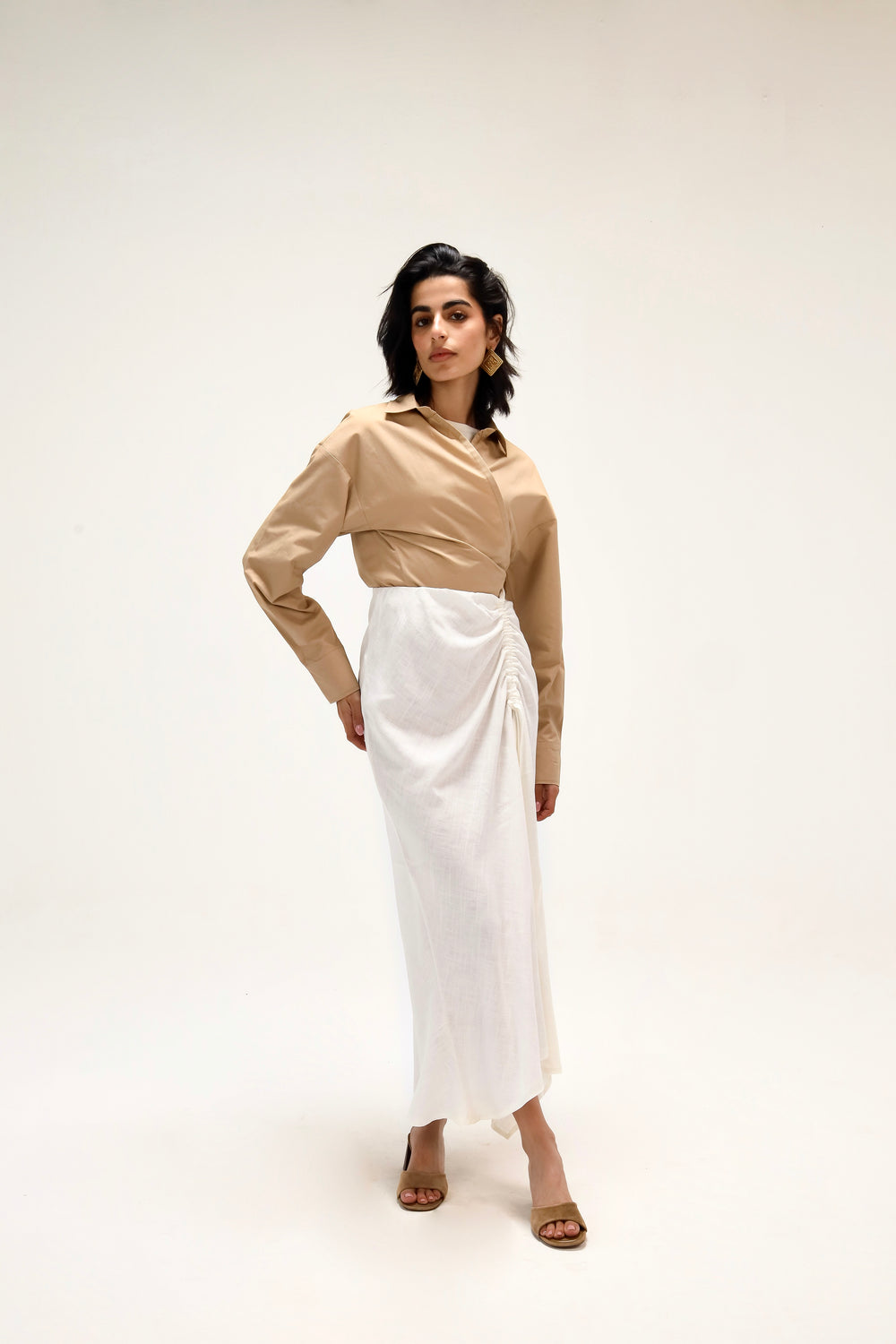 Drawstring Skirt in White