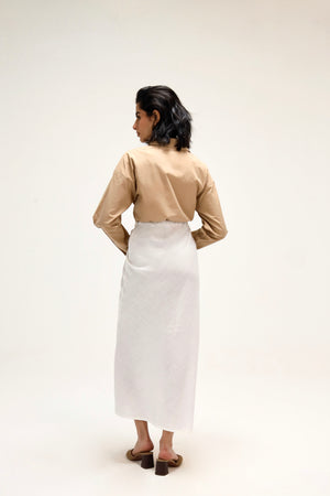 Drawstring Skirt in White