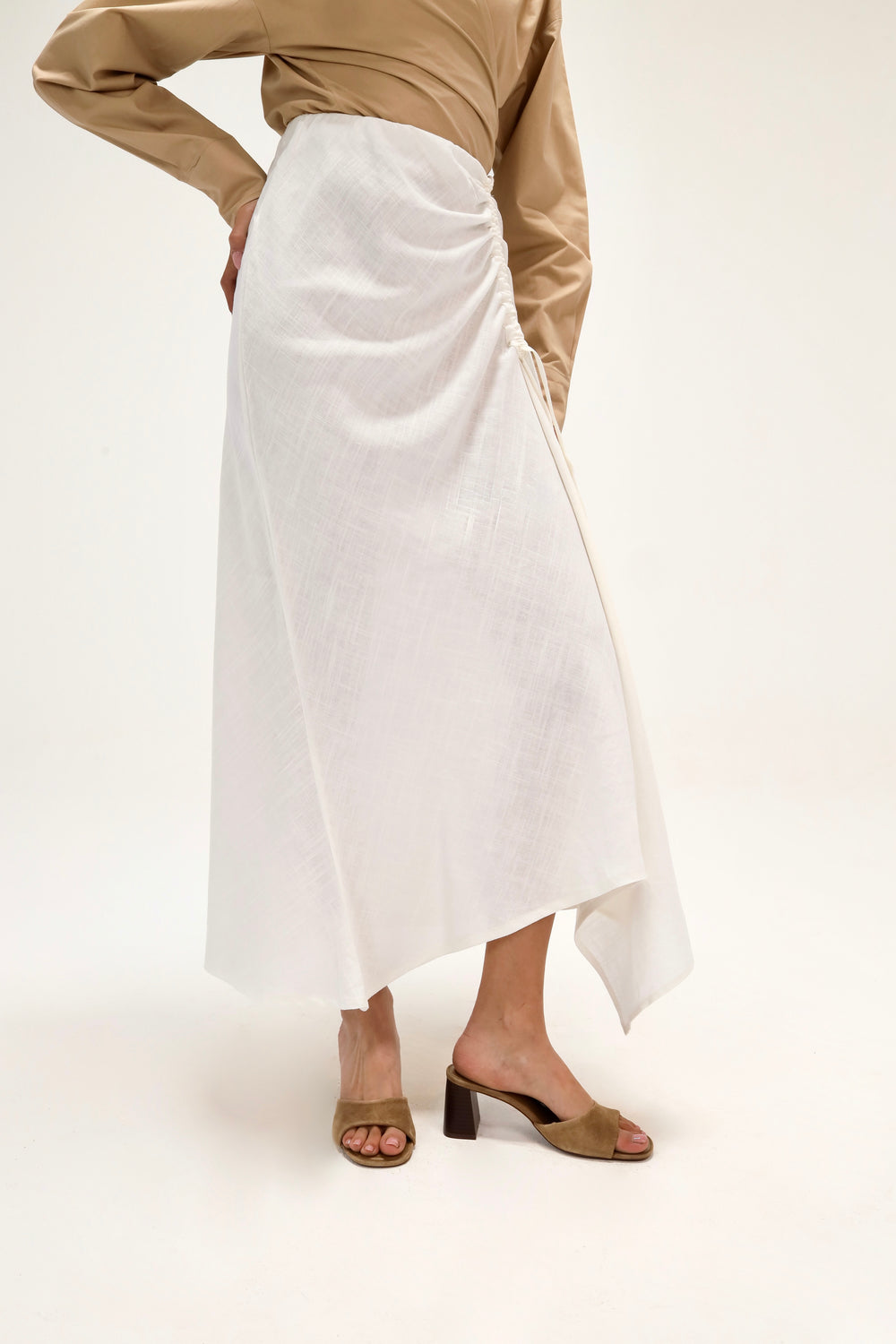 Drawstring Skirt in White