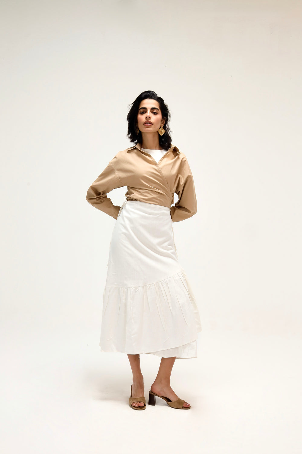 Wrap-Me-Up Linen Skirt in Off White