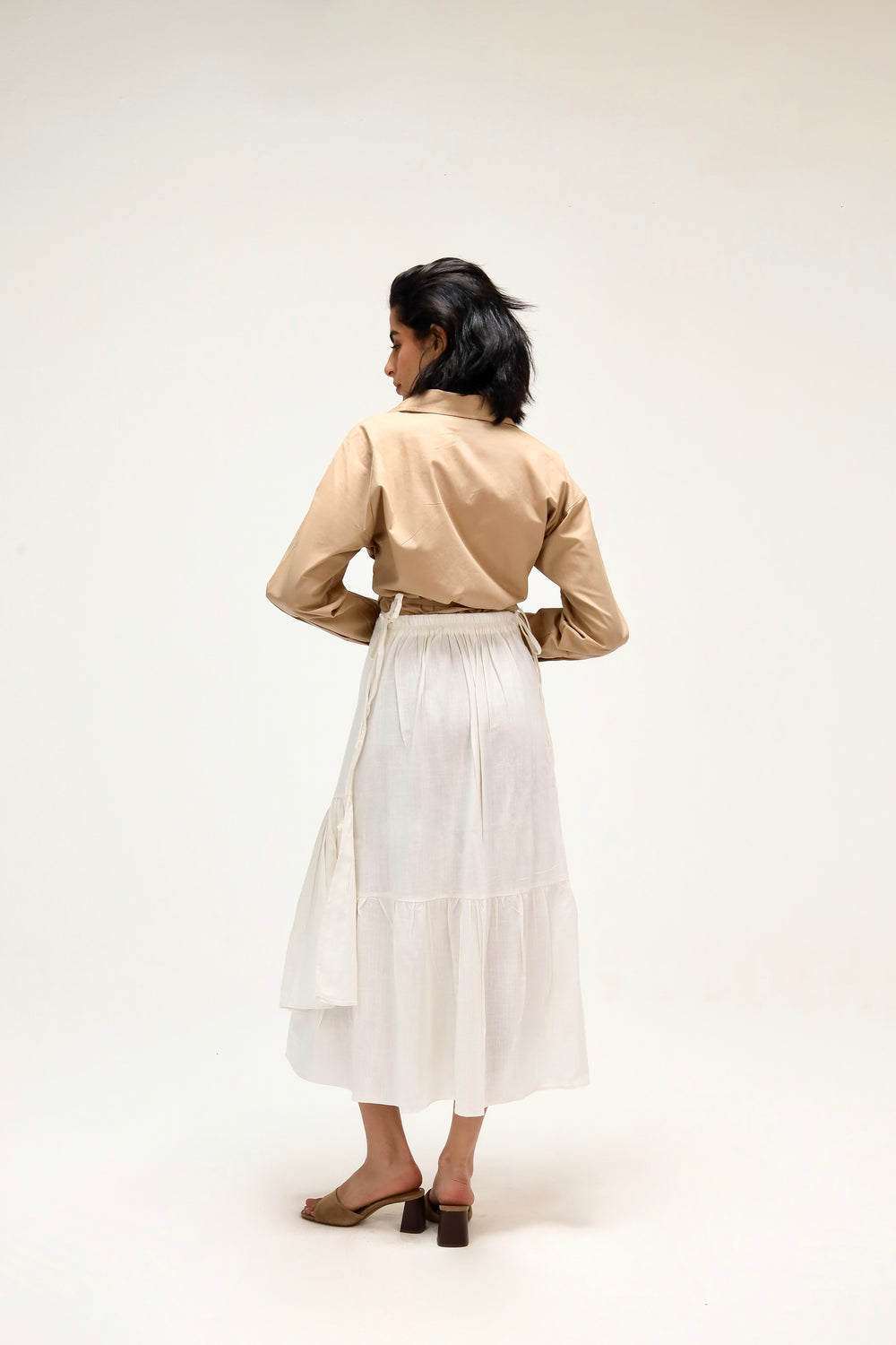 Wrap-Me-Up Linen Skirt in Off White