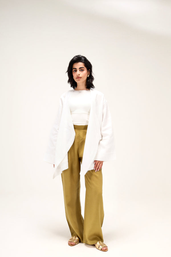 Tapered Linen Pants in Lime