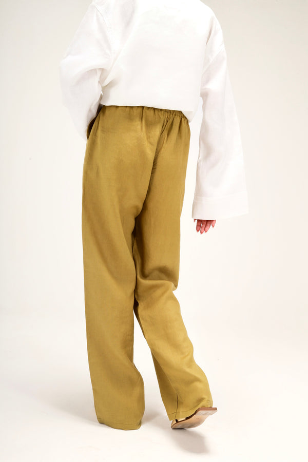 Tapered Linen Pants in Lime